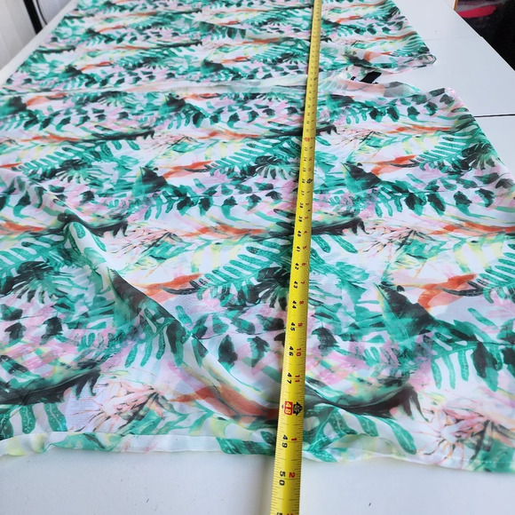 Nina Leonard Top Womens Open Front Sheer Tropical Floral Green Blouse Cover OS - Picture 9 of 10